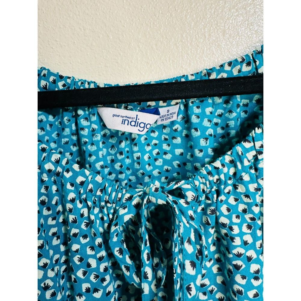Great Northwest Indigo Women's Peasant BOHO 3/4 Sleeve Oversized Blouse Size S - Picture 2 of 5
